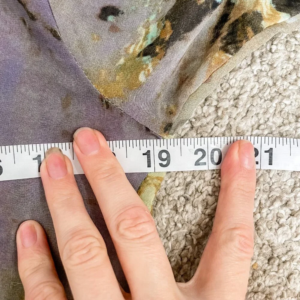 Abstract Multi-Color Sheer Button-Front Blouse - Picture 9 of 10